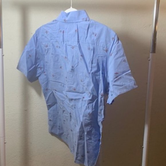 Goodfellow Men's Spring Blue Full Button Short Sleeve Shirt L Slim Fit NWT - Picture 2 of 9